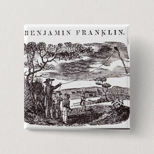 Benjamin Franklin  Conducts his Kite Experiment 2 Inch Square Button