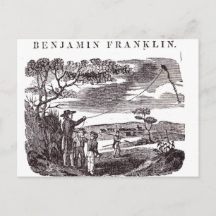 Benjamin Franklin  Conducts his Kite Experiment Postcard