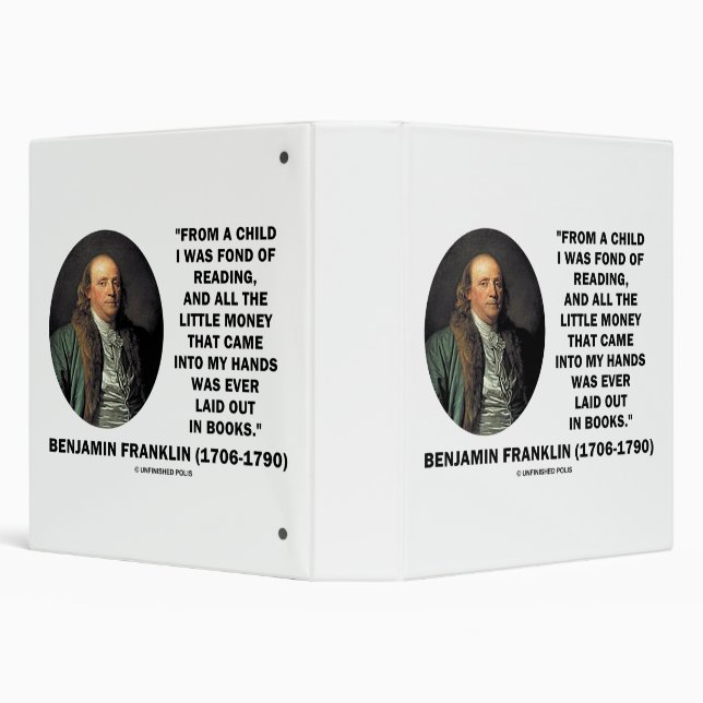 Benjamin Franklin Fond Of Reading Money Quote Binder (Background)