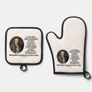 Benjamin Franklin Great Advantages Invention Quote Oven Mitt & Pot Holder Set