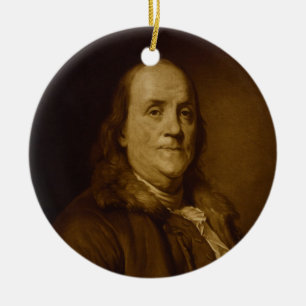 Benjamin Franklin Head and Shoulders Portrait Ceramic Ornament