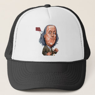Benjamin Franklin Holding Kite with Key On String Trucker Hat