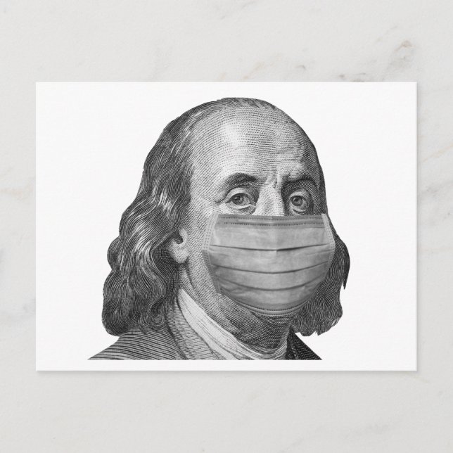 Benjamin Franklin in mask Postcard (Front)