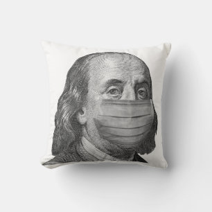 Benjamin Franklin in mask Throw Pillow
