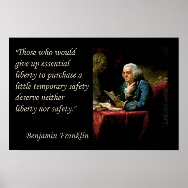 Benjamin Franklin Liberty Freedom Quote Print (Front)