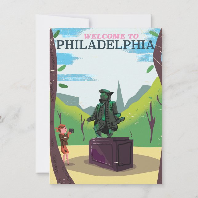 Benjamin Franklin Philadelphia cartoon Invitation (Back)