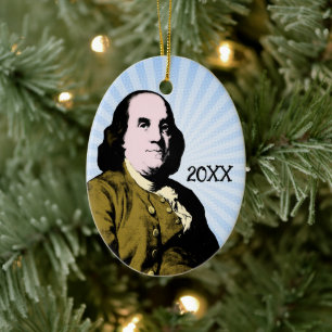 Benjamin Franklin Pop Art Style Ceramic Ornament