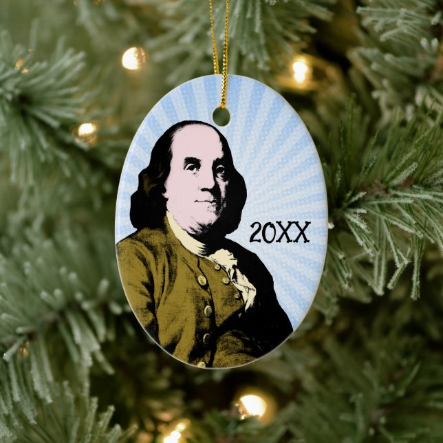 Benjamin Franklin Pop Art Style Ceramic Ornament (Tree)