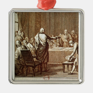 Benjamin Franklin Presenting his Opposition Metal Ornament