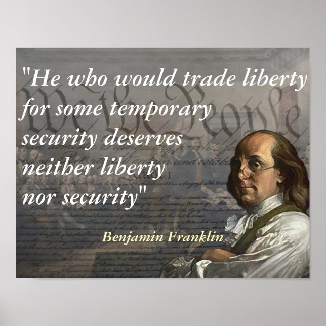 Benjamin Franklin Quote on Liberty Poster (Front)