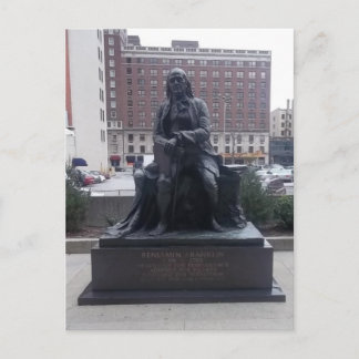 Benjamin Franklin statue postcard