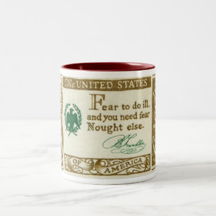 Benjamin Franklin's Credo Fear Vintage Two-Tone Coffee Mug