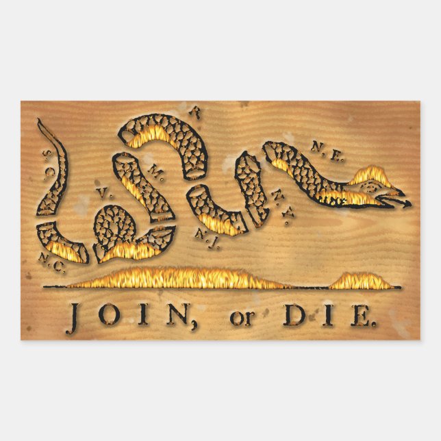 Benjamin Franklin's Join Or Die Political Cartoon Sticker (Front)