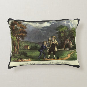 Benjamin Franklin's Kite and Lightning Experiment Accent Pillow