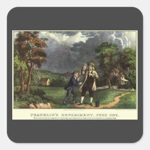 Benjamin Franklin's Kite and Lightning Experiment Square Sticker