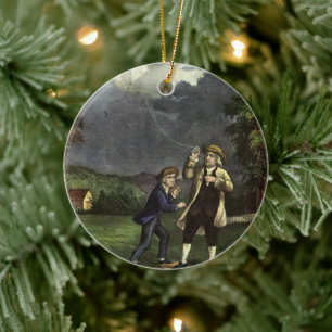 Benjamin Franklin's Lightning and Kite Experiment Ceramic Ornament