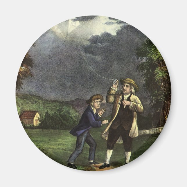 Benjamin Franklin's Lightning and Kite Experiment Magnet (Front)