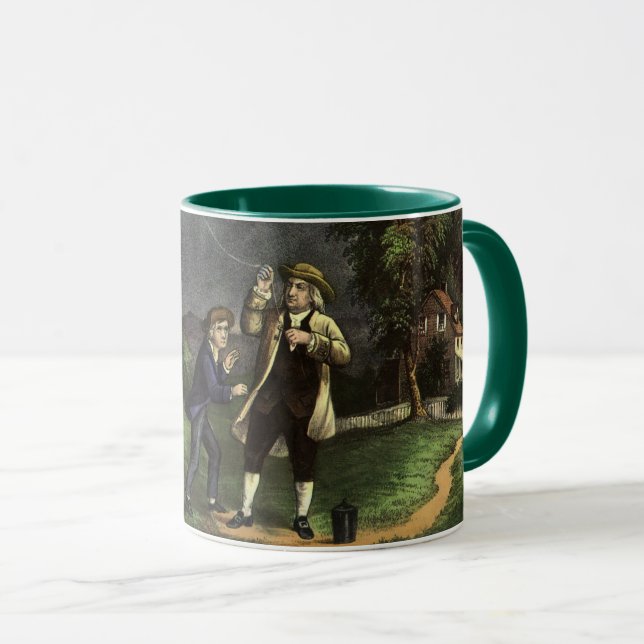 Benjamin Franklin's Lightning and Kite Experiment Mug (Front Right)