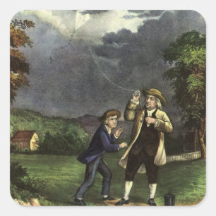 Benjamin Franklin's Lightning and Kite Experiment Square Sticker