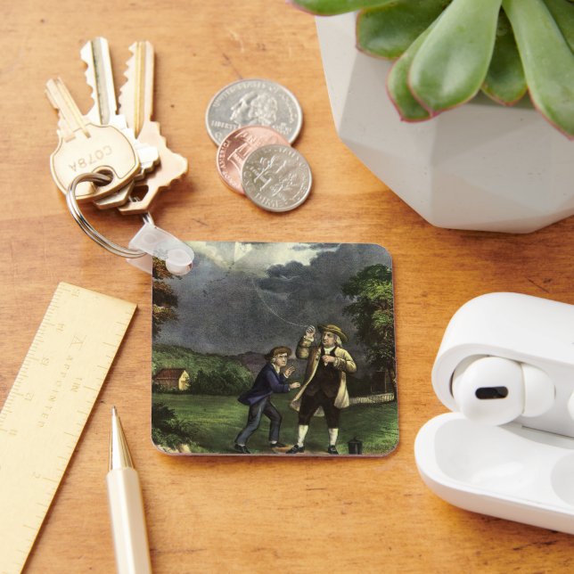 Benjamin Franklin's Lightning with Kite Experiment Keychain (Desk)