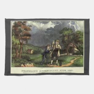 Benjamin Franklin's Lightning with Kite Experiment Kitchen Towel