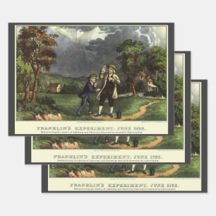 Benjamin Franklin's Lightning with Kite Experiment Wrapping Paper Sheet