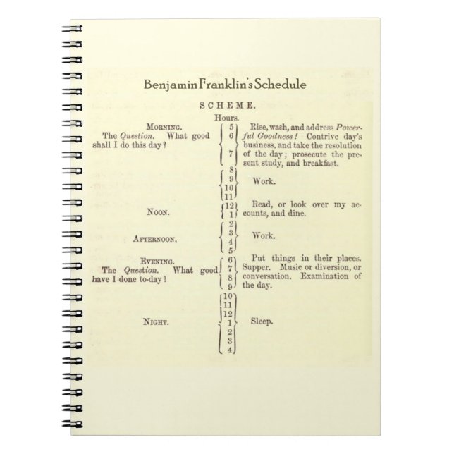 Benjamin Franklin's Schedule Notebook (Front)