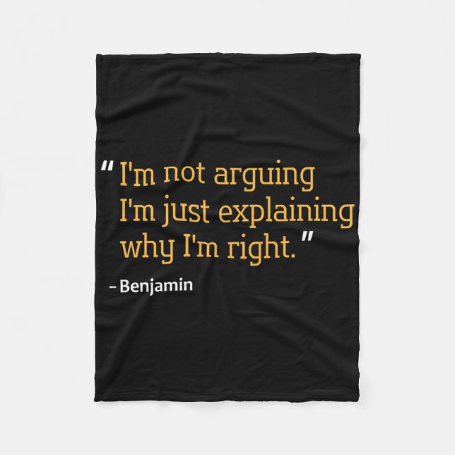 Benjamin Gift Quote Funny Birthday Personalized Na Fleece Blanket (Front)