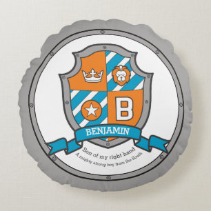 Benjamin letter B name meaning heraldry shield Round Pillow