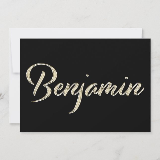Benjamin Name white gold Handwriting Card (Front)