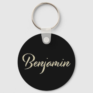 Benjamin Name whitegold Button Schlüsselanhänger Keychain