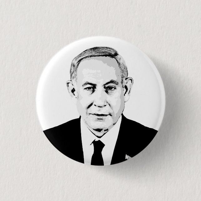 Benjamin Netanyahu 1 Inch Round Button (Front)