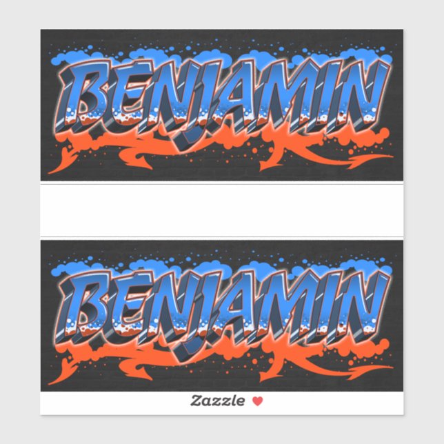 Benjamin Prénom Nom Graffiti Autocollant Autocolla (Feuille)