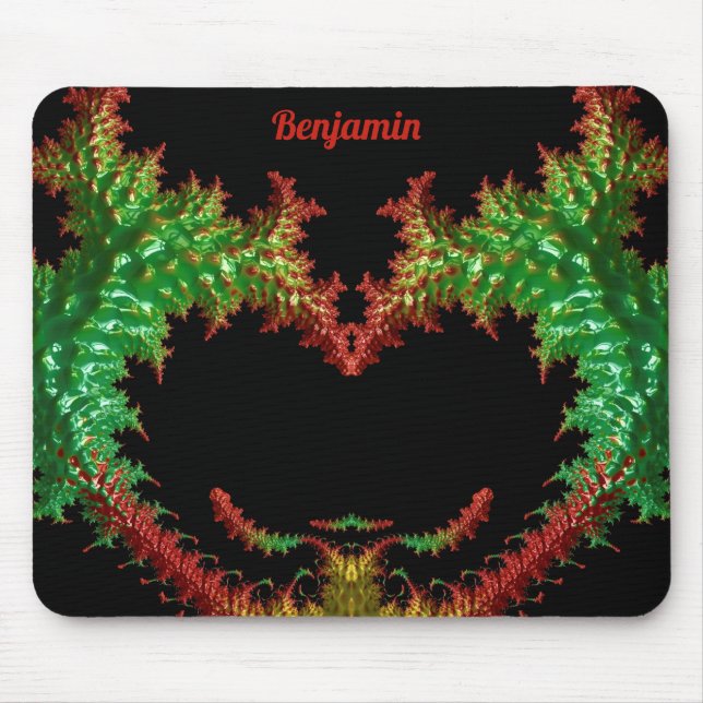 BENJAMIN ~ Zany Hot Red, Yellow, Black and Green  Mouse Pad (Front)