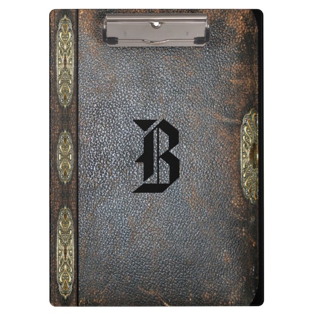 Benjura Old Book Style Cool Monogram Clipboard (Front)