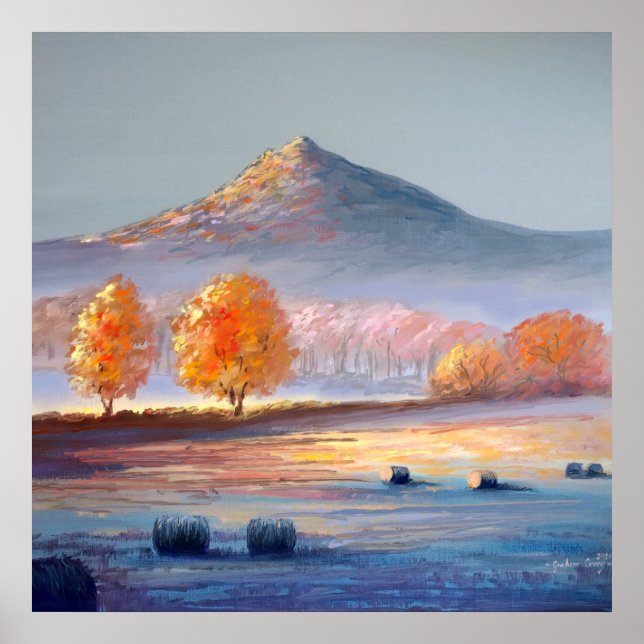 Bennachie Autumn Light painting poster print (Front)