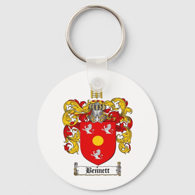 BENNETT FAMILY CREST -  BENNETT COAT OF ARMS KEYCHAIN (Front)