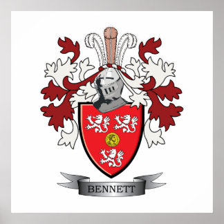 Bennett Family Crest Coat of Arms Poster