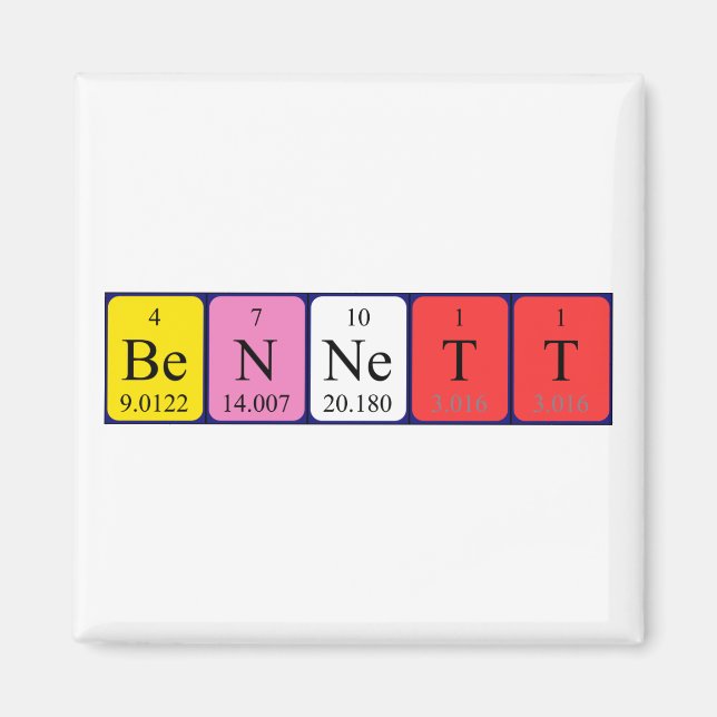 Bennett periodic table name magnet (Front)