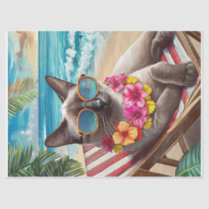 Bennigan Soaks Up Rays, Beachy Siamese Cat Tissue Paper