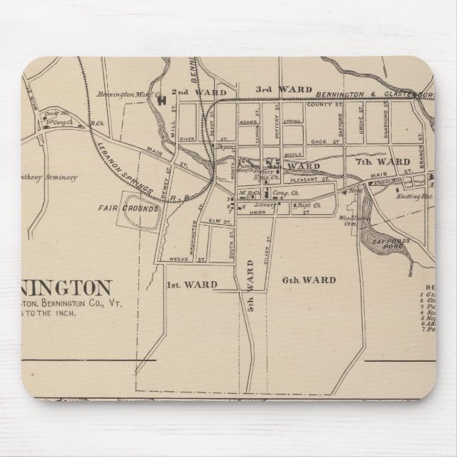 Bennington and Plan of Battleboro Mouse Pad (Front)