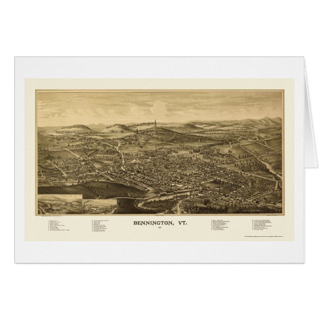 Bennington, carte panoramique de VT - 1887 (Devant horizontal)