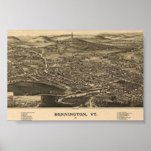 Bennington, Vermont Green Mountains Vintage Poster