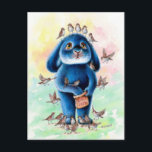 Benny Blue - Bird Seed Postcard<br><div class="desc">Benny Blue Bunny - Bird Seed traditional whimsical illustration by Christine Karron</div>