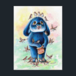 Benny Blue - Bird Seed Postcard<br><div class="desc">Benny Blue Bunny - Bird Seed traditional whimsical illustration by Christine Karron</div>