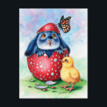 Benny Blue - Easter Egg Postcard<br><div class="desc">Benny Blue Bunny - Easter Egg traditional whimsical illustration by Christine Karron</div>