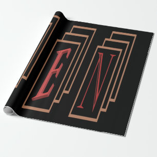 Bens name in art form colours red black gold wrapping paper