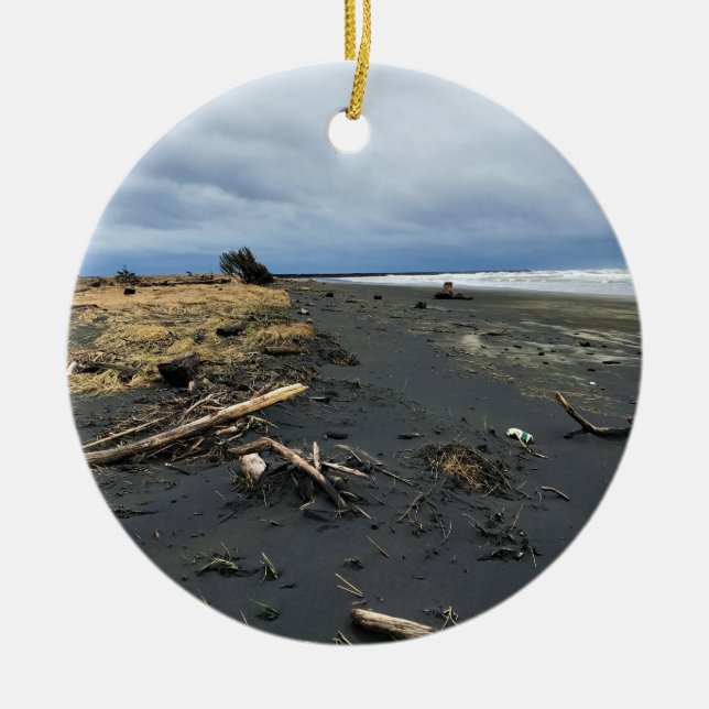 Benson Beach, Cape Disappointment, WA Ceramic Ornament (Front)
