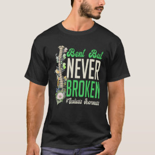Bent But Never Broken Scoliosis Awareness Floral S T-Shirt