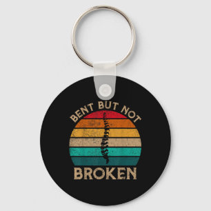 Bent But Not Broken Retro Scoliosis Awareness Warr Keychain